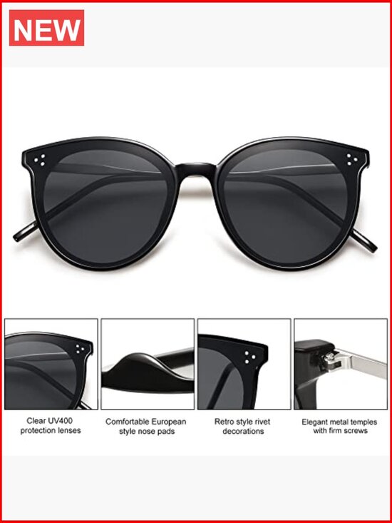 Classic Round UV400 Sunglasses Polycarbonate Lenses Trendy Retro main image 4